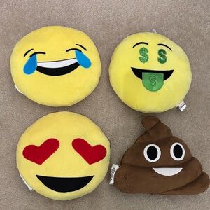 Emoji 15” Pillows - Bundle of 4 Plush Emoji Decorative Pillows